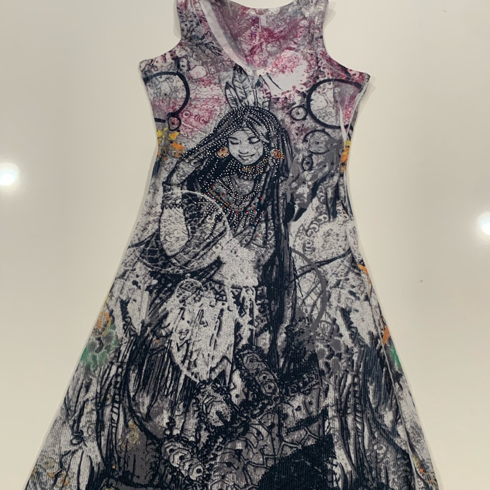 Ladies sequin print tank top dress